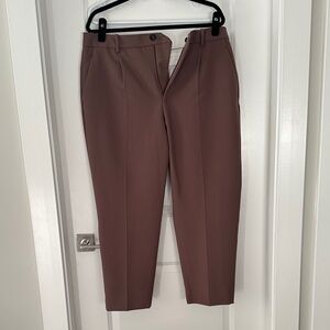 Zara Men's Flat-Front Dress Pants in Taupe Brown
